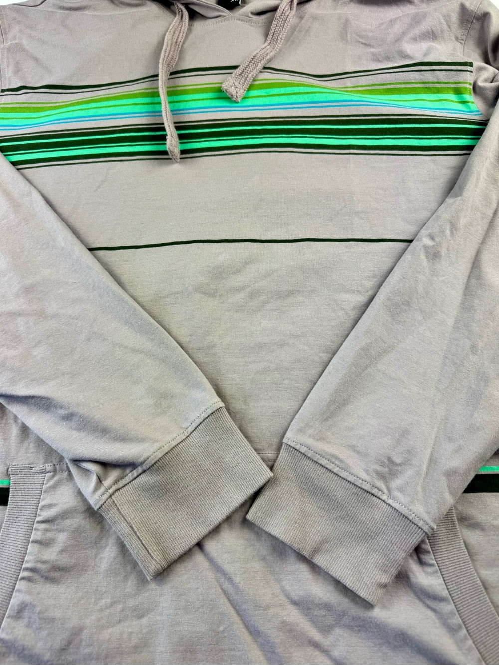 Prana Men's XL Lightweight Hoodie Pullover Striped Cotton Gray Green Stretch - Picture 3 of 8